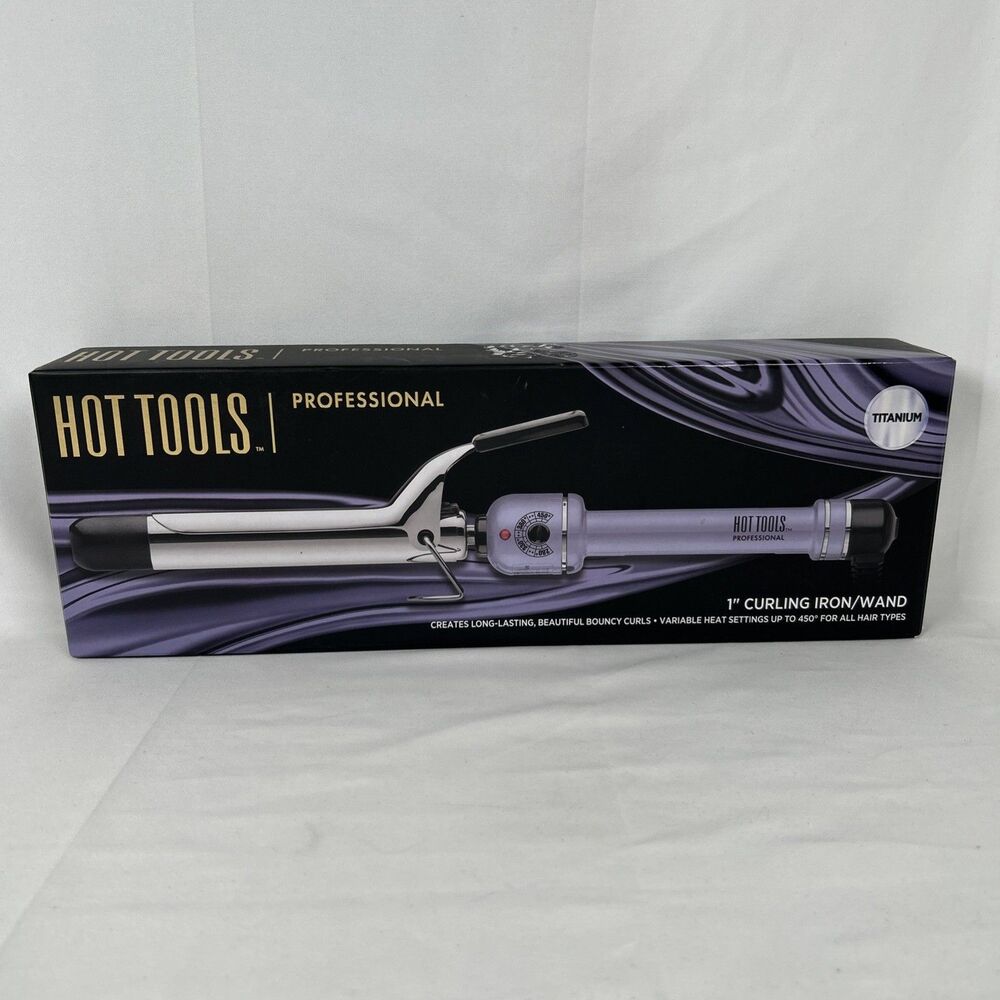 Hot Tools Professional Titanium 1” Curling Iron Wand HPK44LP Lilac Purple 450°